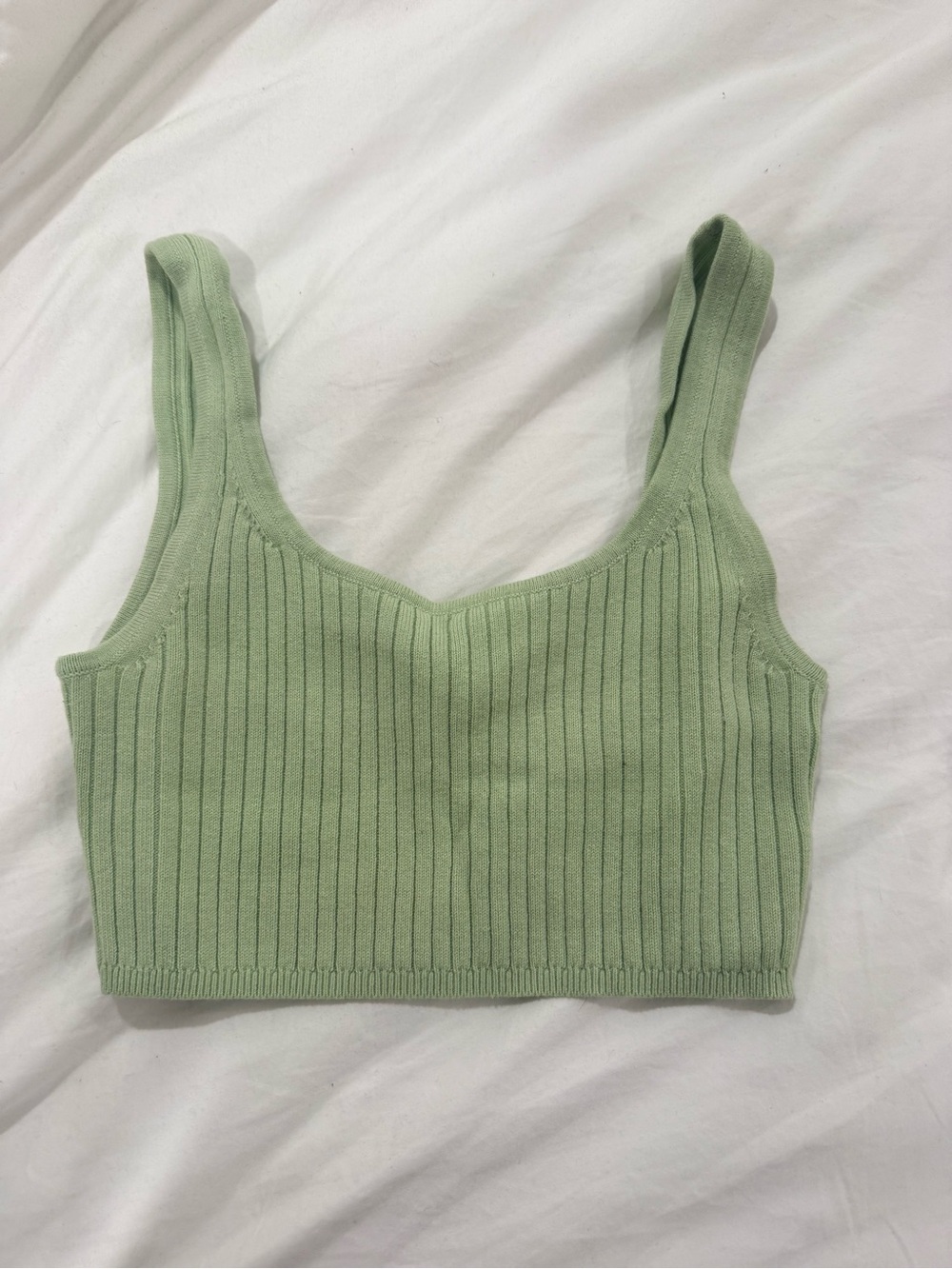 Wilfred Sage Green Ribbed Crop Tank